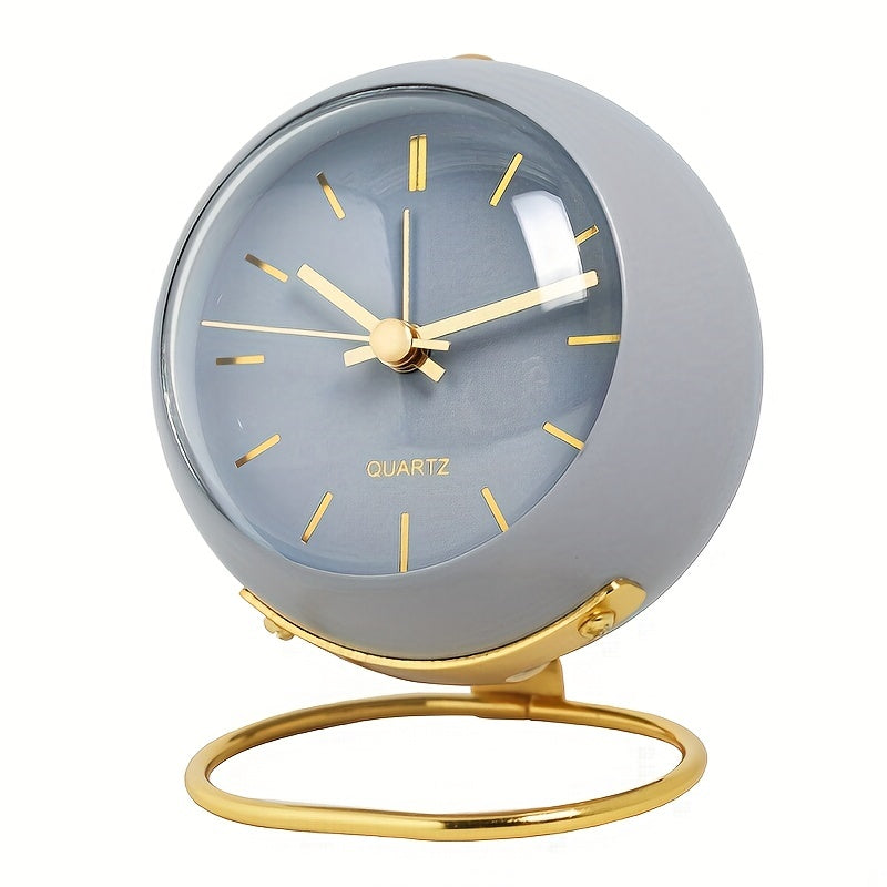 Nordic Silent Desk Clock – Luminösa Visare &amp; Metallram