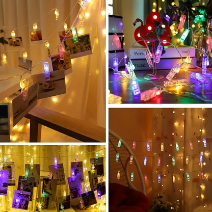LED Fotoklipp Ljussträng med Batteridrift – Färgskiftande ljus för dekoration och fotopresentation
