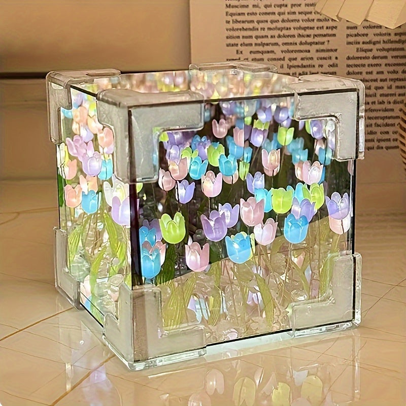 TulipGlow - Handgjord Tulpan LED Nattlampa och Spegel