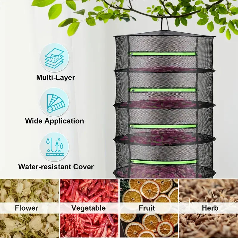 Fällbar torkställning för frukt, grönsaker och örter – Flerlagers nätställ för snabb torkningsprocess