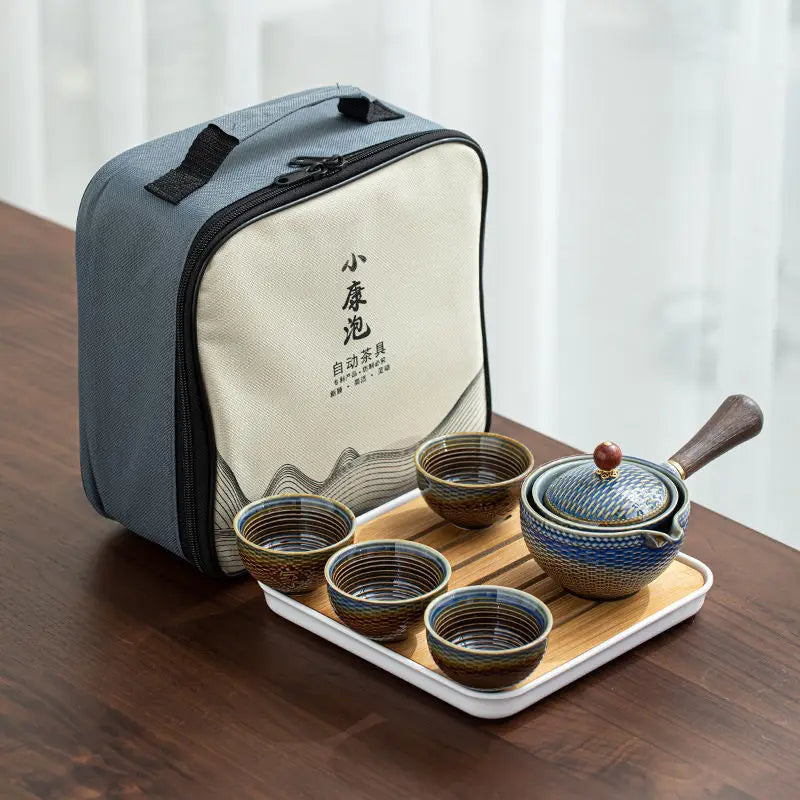 Keramisk japansk roterande tekanna premiumset
