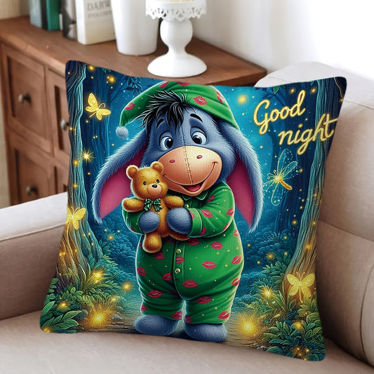 Eeyore Plysch Kuddöverdrag - Lekfullt Tvåsidigt Design med Dragkedja för Vardagsrum och Sovrum