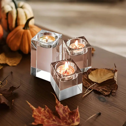 Halloween &amp; Jul Kristall Ljusstake – Elegant 4-pack för Festlig Dekor