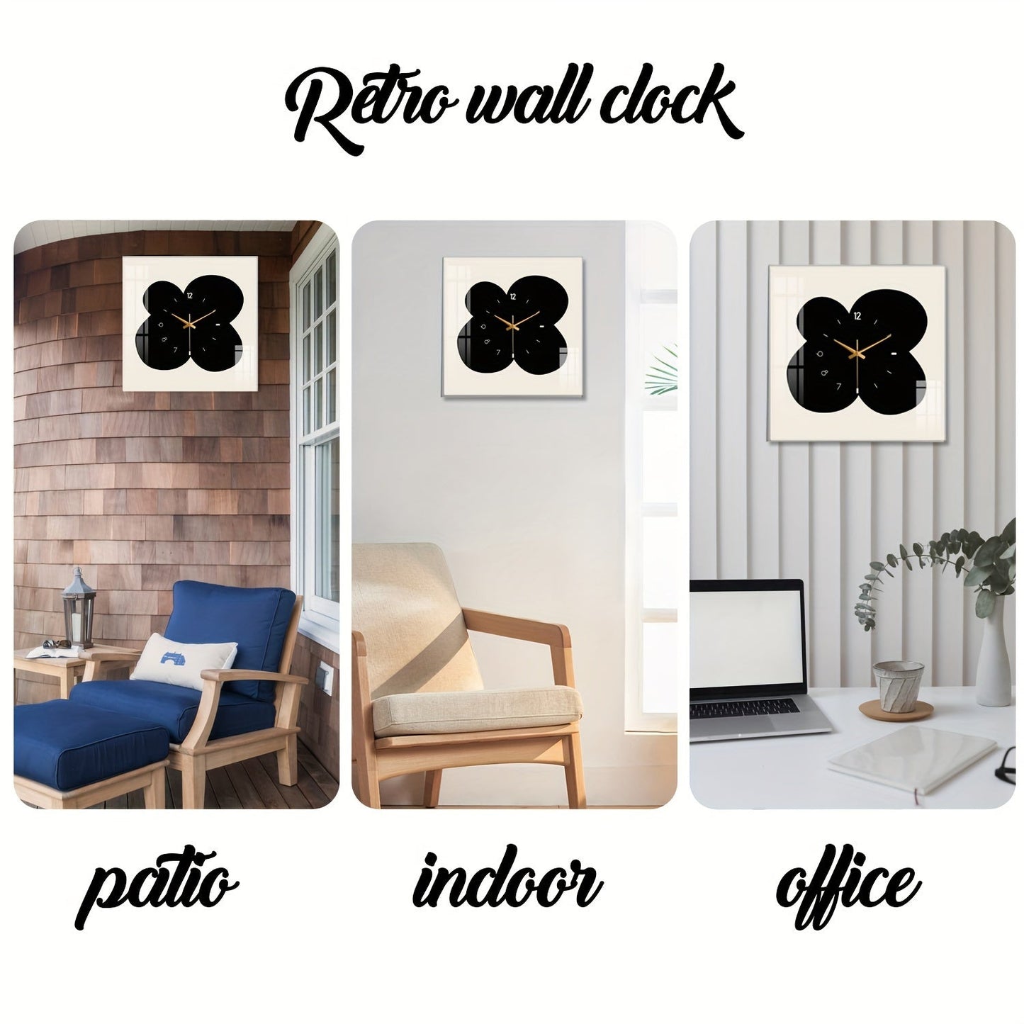 FloralTime - Tyst Fyrkantig Väggklocka med Blommönster