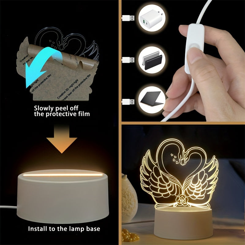 ZwaanLicht - USB-driven 3D LED Bordslampa med Akrylram