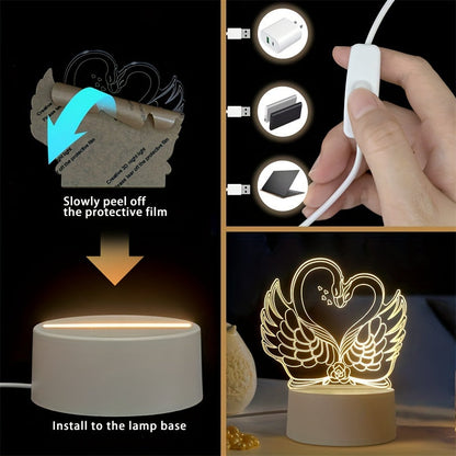 ZwaanLicht - USB-driven 3D LED Bordslampa med Akrylram