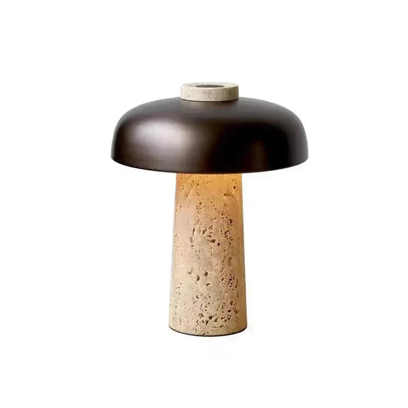Travertine Lampa med Natursten Bas