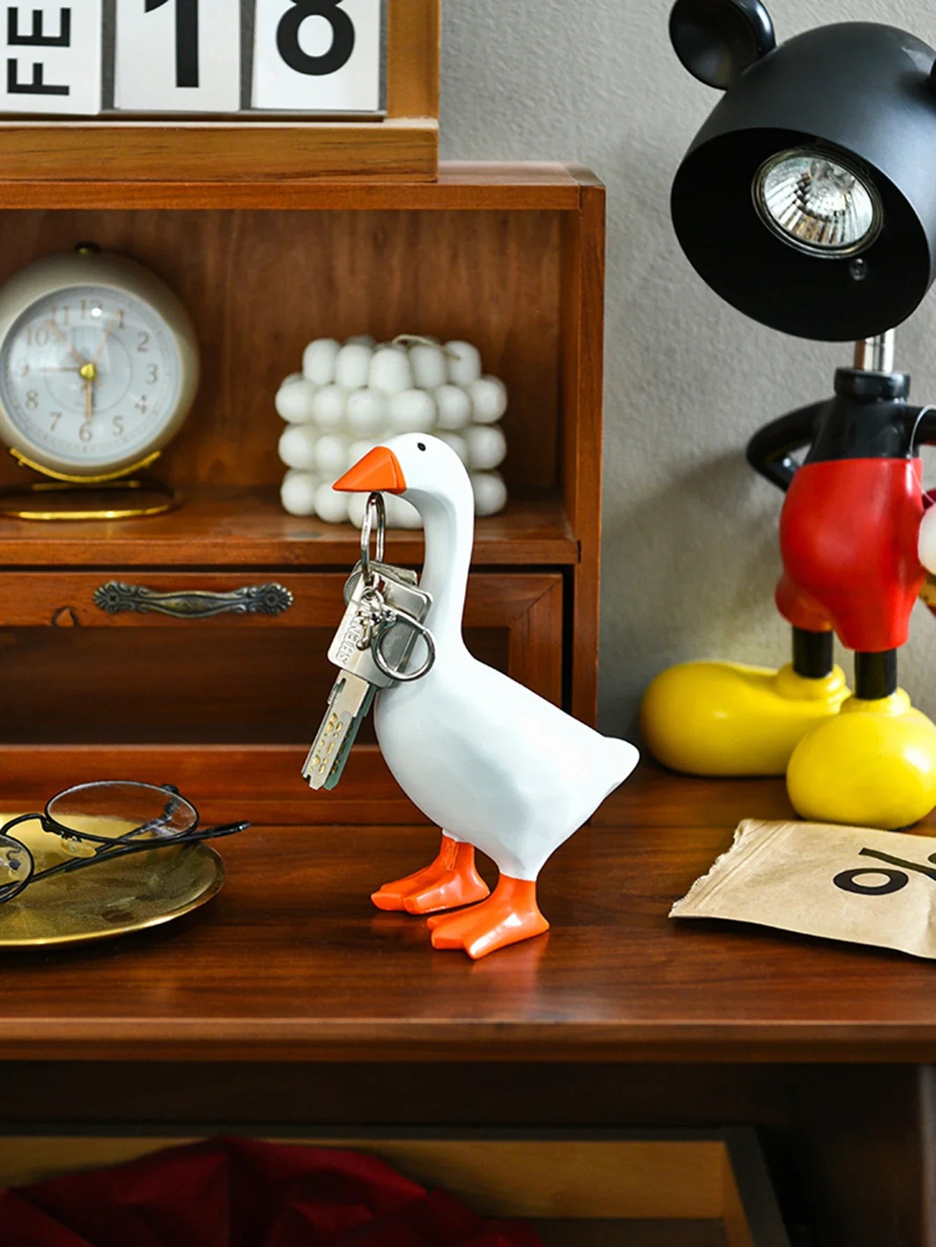 Magnetisk Gås Nyckelring Heminredning Harlekinduck Skulptur för Skrivbord