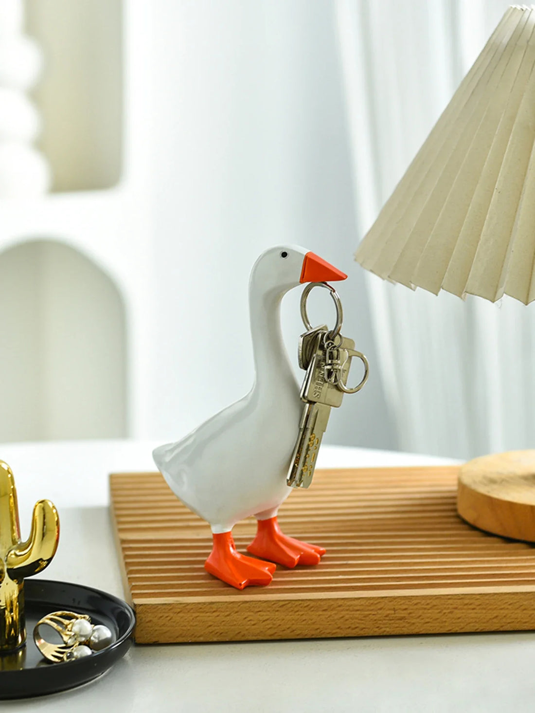Magnetisk Gås Nyckelring Heminredning Harlekinduck Skulptur för Skrivbord