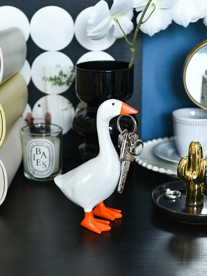 Magnetisk Gås Nyckelring Heminredning Harlekinduck Skulptur för Skrivbord