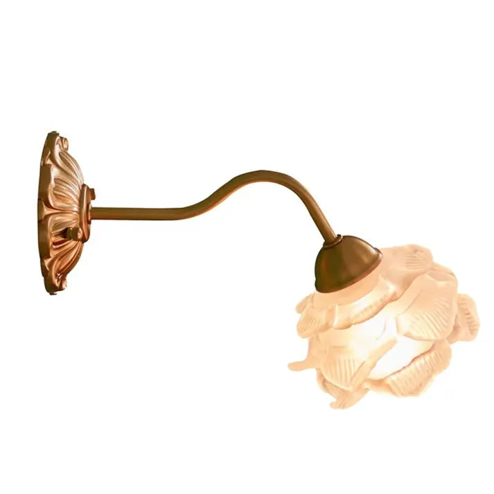 BlossomGlow – Vintage Koppar Blomblad Vägglampa