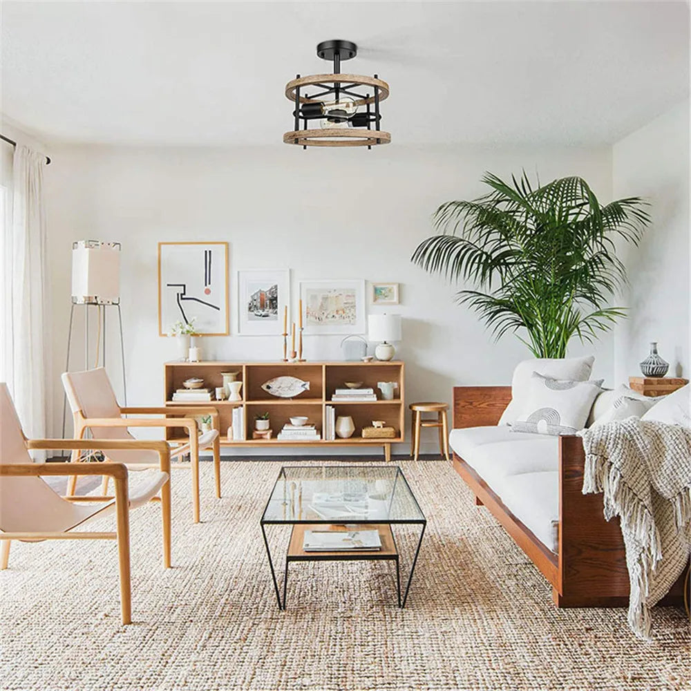 RustiGlow - Vintage trä taklampa för en mysig och tidlös atmosfär