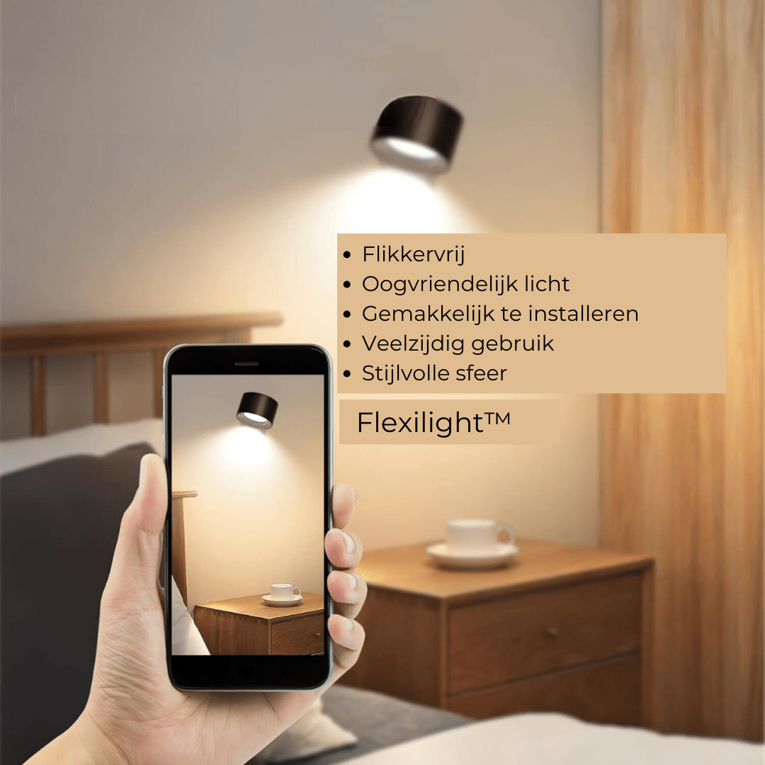 FlexiBeam - Trådlös uppladdningsbar 360° vägglampa