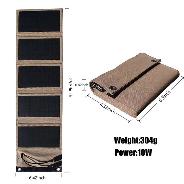 Carvallo Solarpanel Solvion FoldCharge | 10.000 mAh Powerbank | 2× USB | 10 W effekt | Utomhus & Resor | Vattentålig