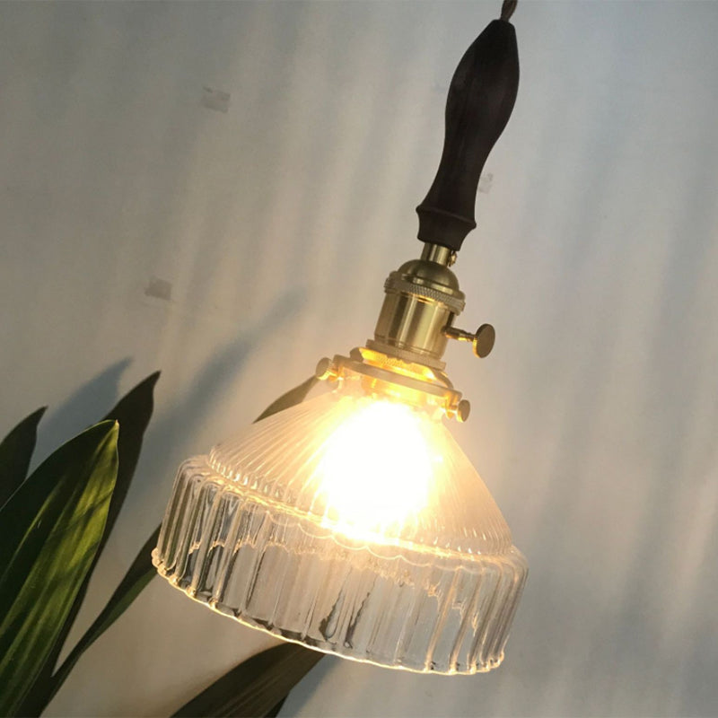 Élégance Loft - Hängande Lampa i Transparent Rippat Glas