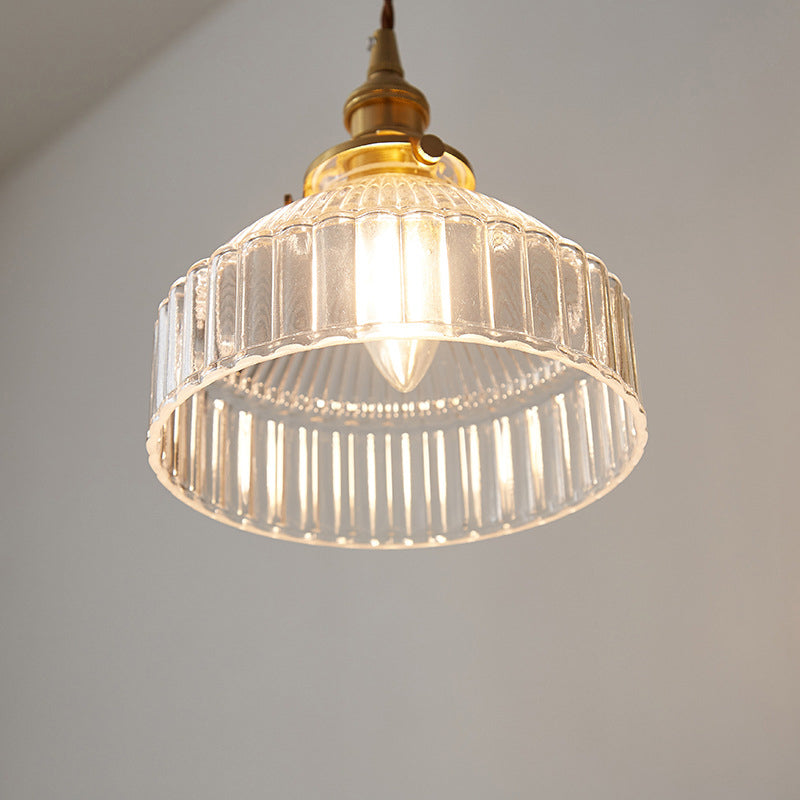 Rustik Loft Hänglampa 1-Ljus Klar Ribbat Glas Takbelysning