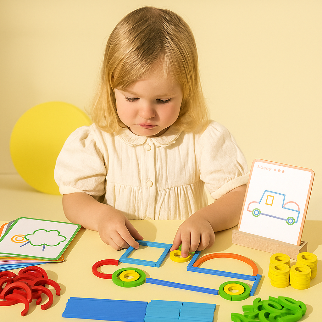 Utbildningsmontessori pinnar och ringar byggblock