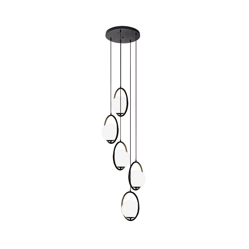 Multiljuskrona - Modern Svart Glas Hänglampa för Trappa