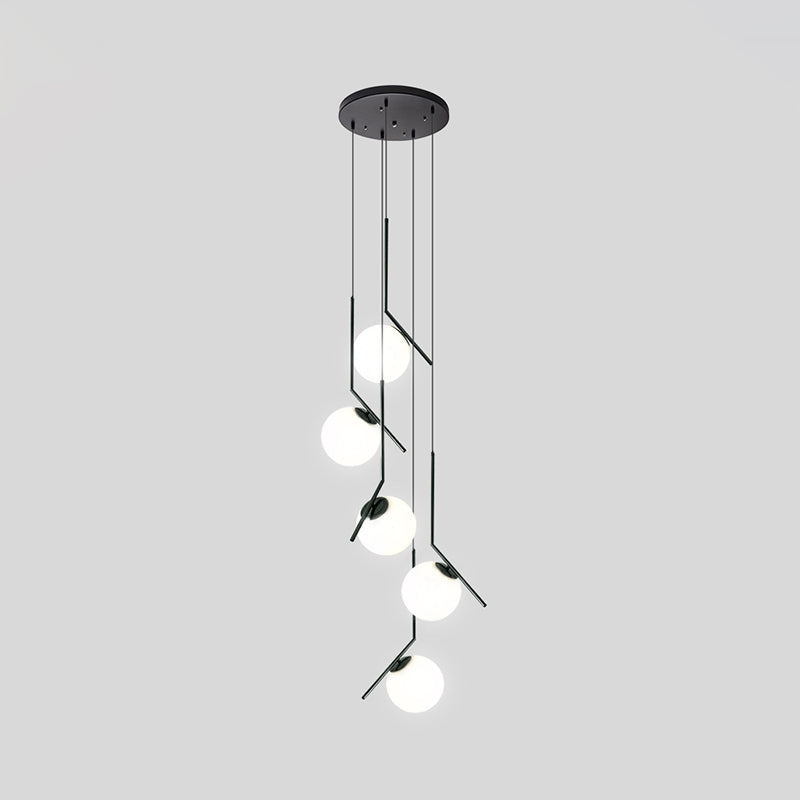 Multiljuskrona - Modern Svart Glas Hänglampa för Trappa