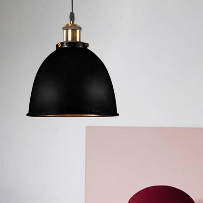 Stämningsfull Dome Hänglampa 1 Ljus Smidesjärn Belysning med Sladd i Svart/Rost