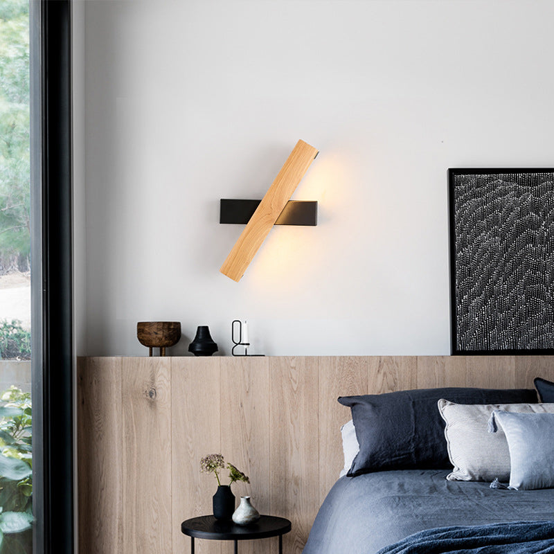 LinearLight - Modern Trä Roterbar LED Vägglampa för Sovrum