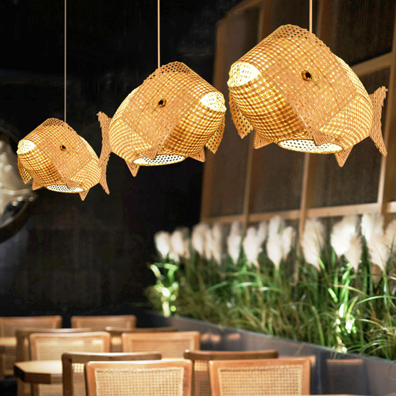 BambooFish - Hänglampa i asiatisk stil i trä