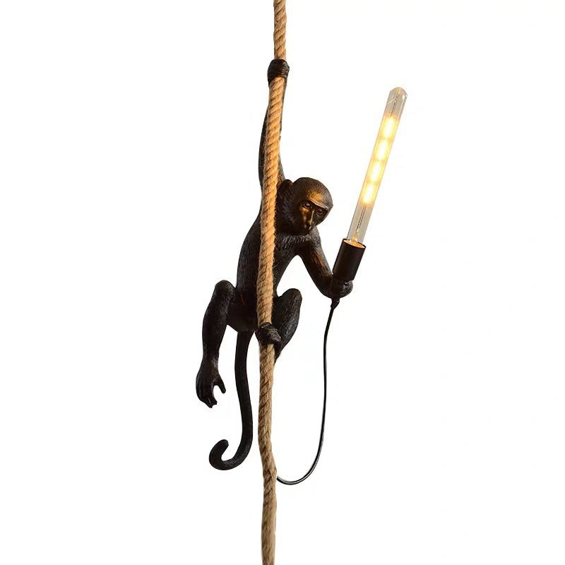MonkeyLight – Modern Apa Taklampa med Hampasnöre för Restauranger