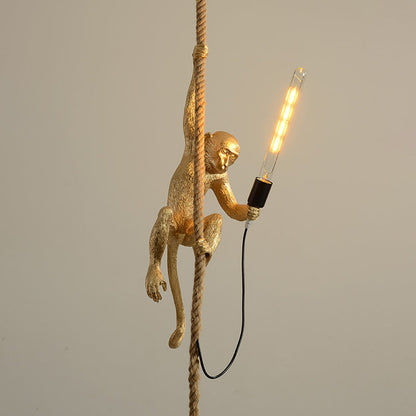 MonkeyLight – Modern Apa Taklampa med Hampasnöre för Restauranger
