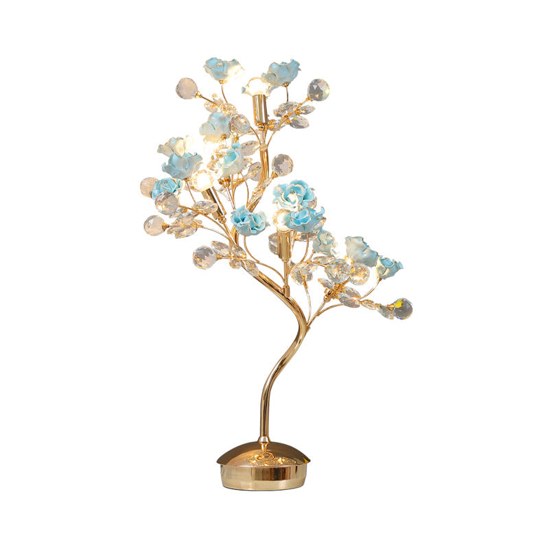 Koreansk Elegans - Bordslampa med 5 ljus och kristalldetaljer