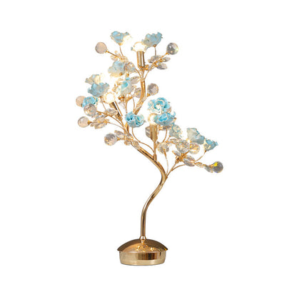 Koreansk Elegans - Bordslampa med 5 ljus och kristalldetaljer