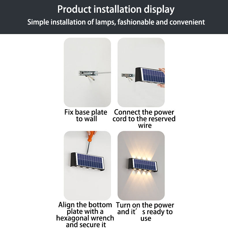 Carvallo Modern Solar-LED-Wall Light for Outdoor | Rectangular Design | IP56 Waterproof | Various Sizes &amp; Light Intensities