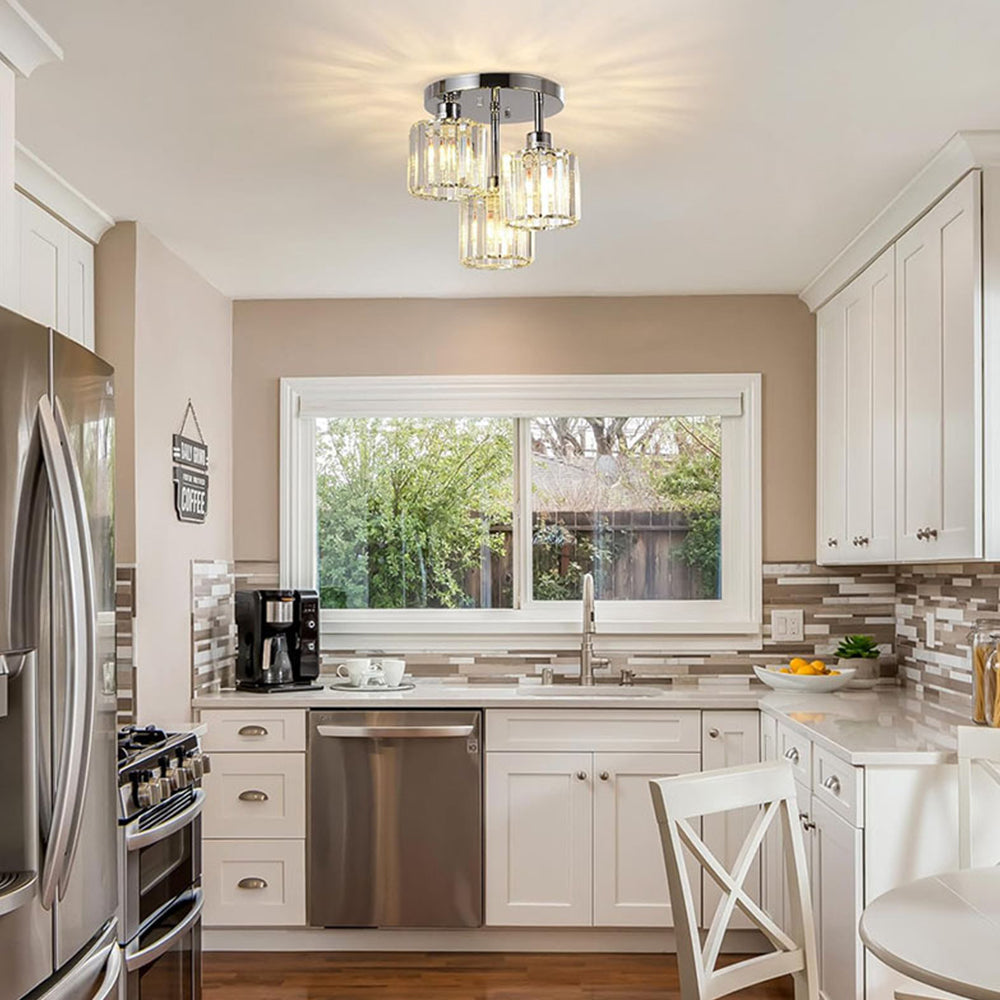 Elegant moderna kristalltaklampor – halvrecesserad design