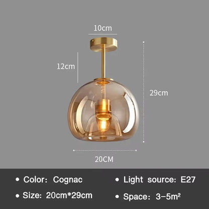 Modern nordisk taklampa med cognacglas skärm – LED taklampor för matsal och vardagsrum