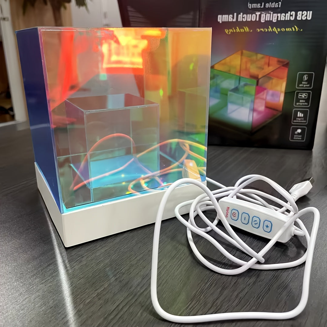 LumiSky - Drömmande Stjärnhimmel Bordslampa med Justerbart Ljus och Geometrisk Design