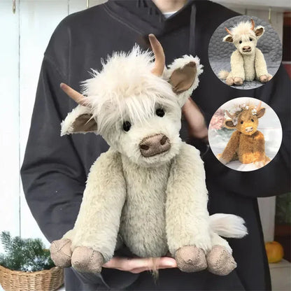 Highland Cow Ornament med Blomkrans