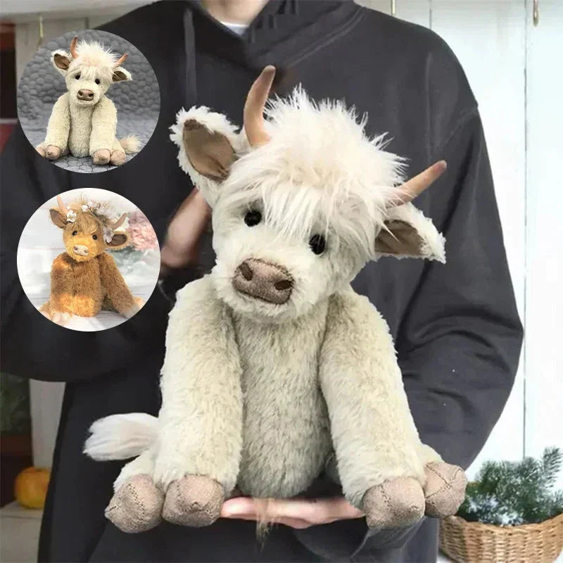 RoyaleGlow Highland Ko med Blommor Plyschleksak 25cm