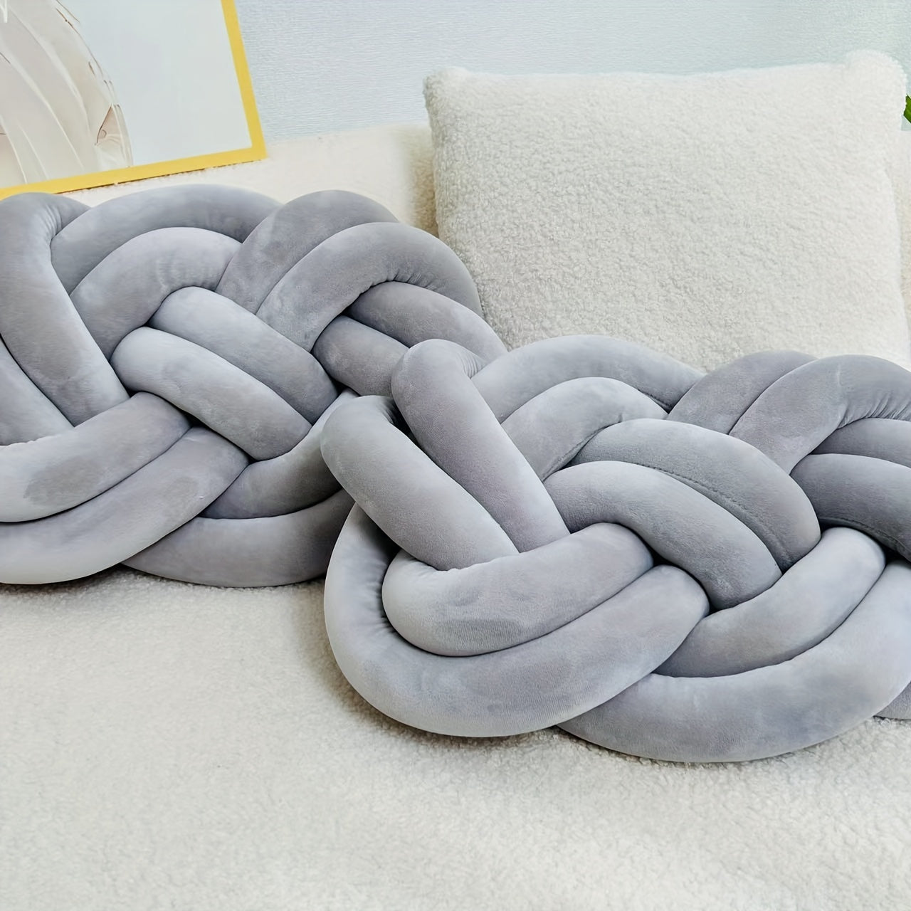2 Stycken Knop Ball Kuddar - Mjuka Plysch Kuddar, Dekorativa Kuddar för Säng, Soffa och Vardagsrum