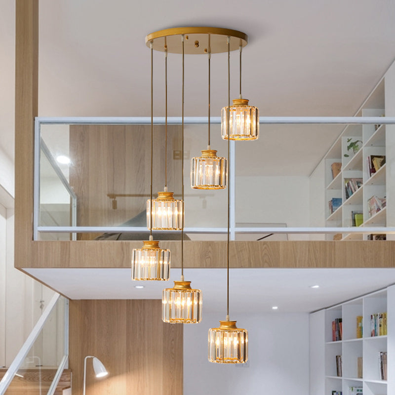 Trum Aluminium Hänglampa Eiland Modern Enkel 3/5-lamps Svart/Guld Taklampa i Varm/Vit Ljus