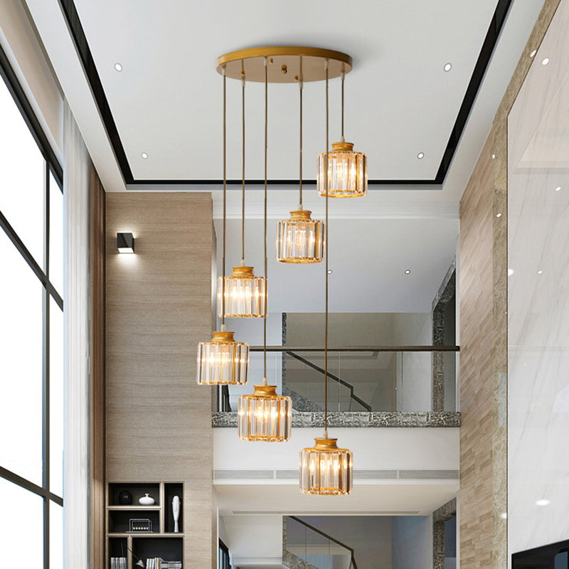 Trum Aluminium Hänglampa Eiland Modern Enkel 3/5-lamps Svart/Guld Taklampa i Varm/Vit Ljus