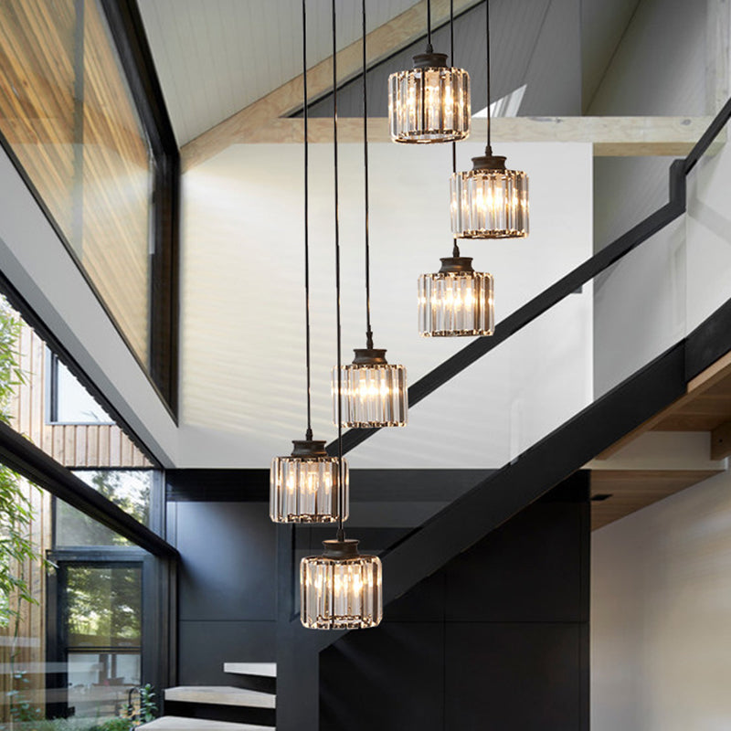 Trum Aluminium Hänglampa Eiland Modern Enkel 3/5-lamps Svart/Guld Taklampa i Varm/Vit Ljus