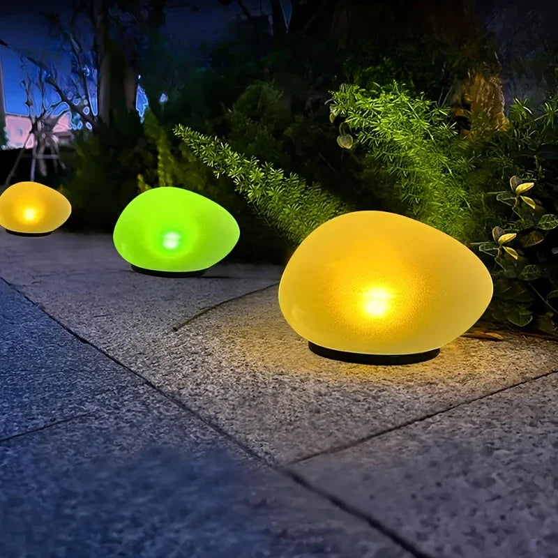 Luminösa trädgårdsstenar med färgbyte – Dekorativa LED stenlampor för utomhus och trädgård