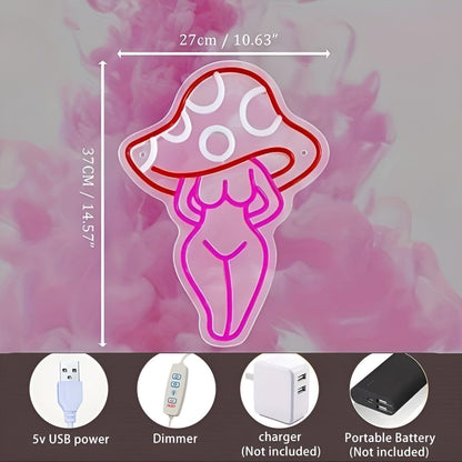 NeonMushroom Ljus - Multifärgad USB-driven LED svamp neonskylt