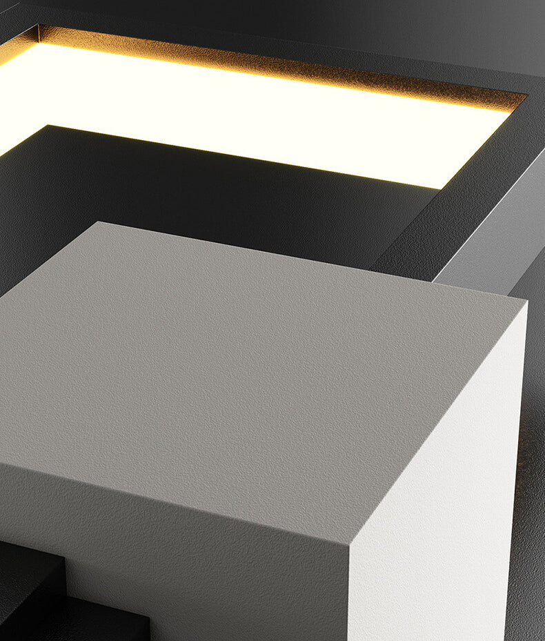 Minimalistisk fyrkantig LED-vägglampa med ram av järn och silikon