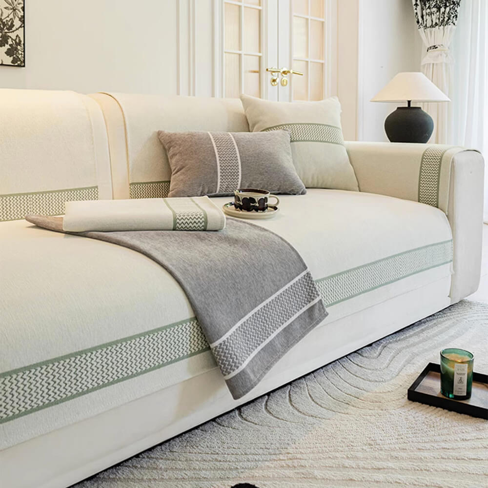 Chenille Jacquard Bred Kant Design Repellenta Sofföverdrag