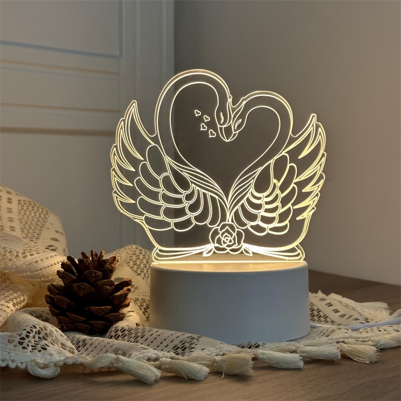 ZwaanLicht - USB-driven 3D LED Bordslampa med Akrylram
