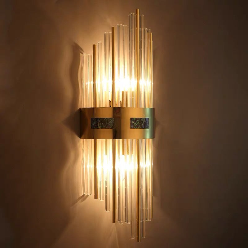 Kristall LED Vägglampa Guld, Vardagsrum/Sovrum, Metall/Akryl