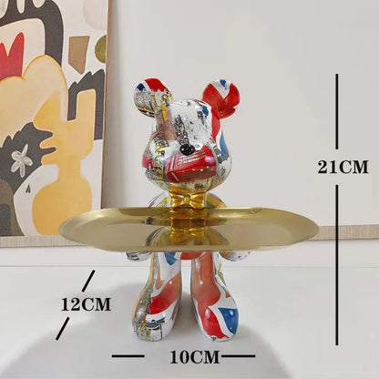 Graffiti Bear Ornament Figur Figur för Hemdekoration och Skrivbordsförvaring
