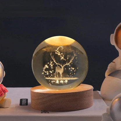 LED Nattljus med 3D Kristallkula