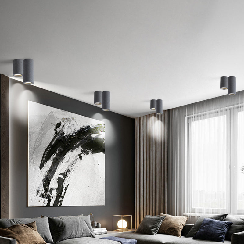 Cement Cylinder LED Taklampa - Minimalistisk Design