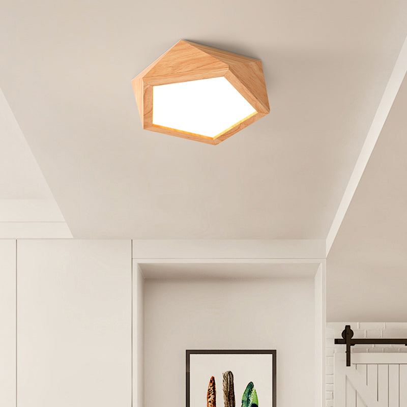 Pentolight Houtdesign - Trä Taklampa Semi Flush Mount för Moderna Korridorer